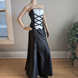 Vintage 90s JM for Gunne Sax Tuxedo Gown Maxi Prom Dress Menswear Inspired 5